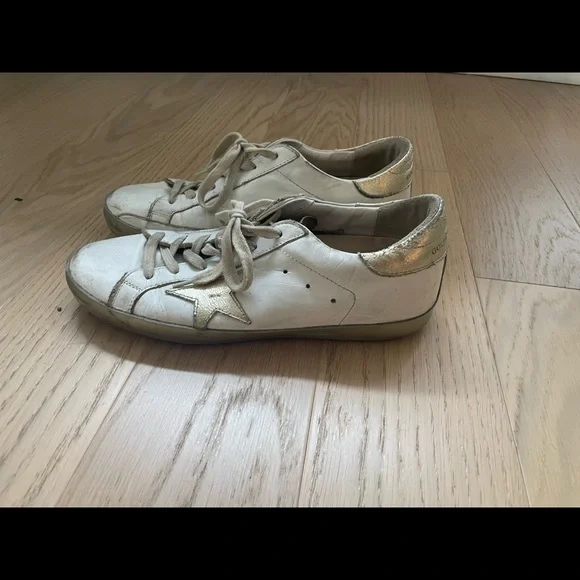 Golden Goose Super Stars Gold White Sneakers Size 39